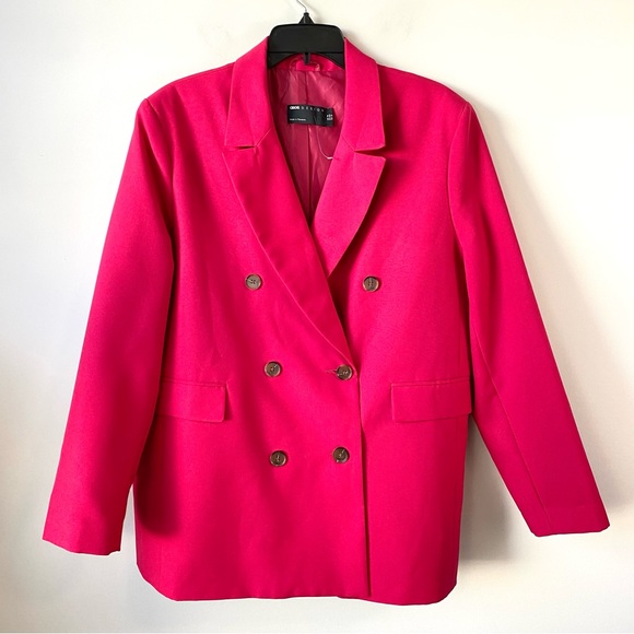 ASOS Jackets & Blazers - ASOS Design Boxy‎ Double Breasted Blazer Jacket Fuchsia US 12